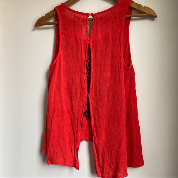 Ecote Boho XS Embroidered Open Back Tank Top - Picture 9 of 11